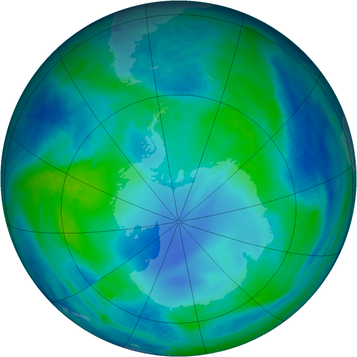 Antarctic ozone map for 12 May 2000
